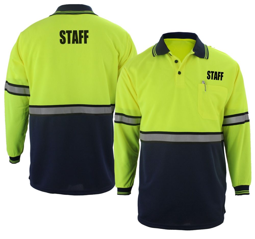 First Class Two-Tone Long-Sleeve Uniform Polo Shirt - Clothing & Accessories